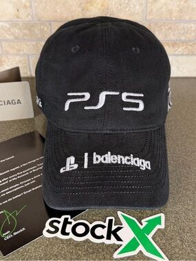 Balenciaga Black PS5 Logo Baseball Cap